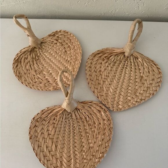 Woven Straw Hand Fans - Picture 1 of 4
